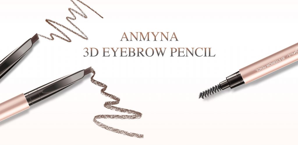 Anmyna, 3D Eyebrow Pencil, Dark Brown, Brown, Triangle edges, Spiral Brush